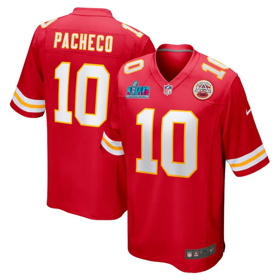 Men Kansas City Chiefs 10 Isiah Pacheco Nike Red Super Bowl LVII Patch Game NFL Jersey